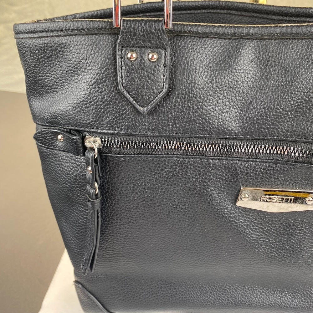 Rosetti Large Tote Shoulder Bag Purse,Black Leather - Picture 11 of 16